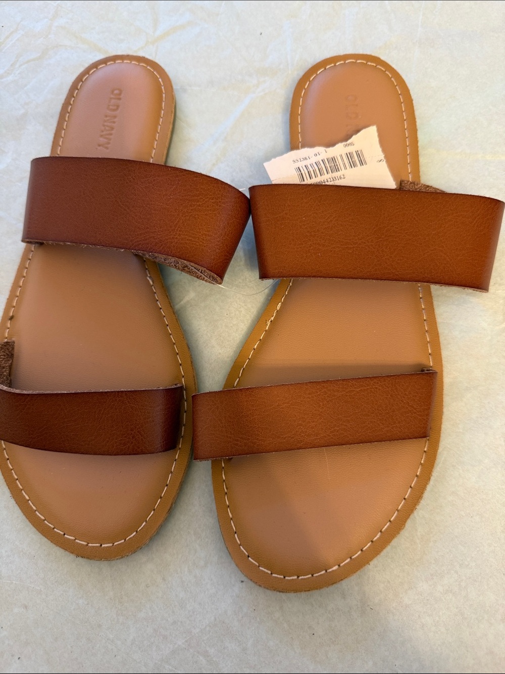 New Old Navy Tan Double-Strap Slide Sandals 8
